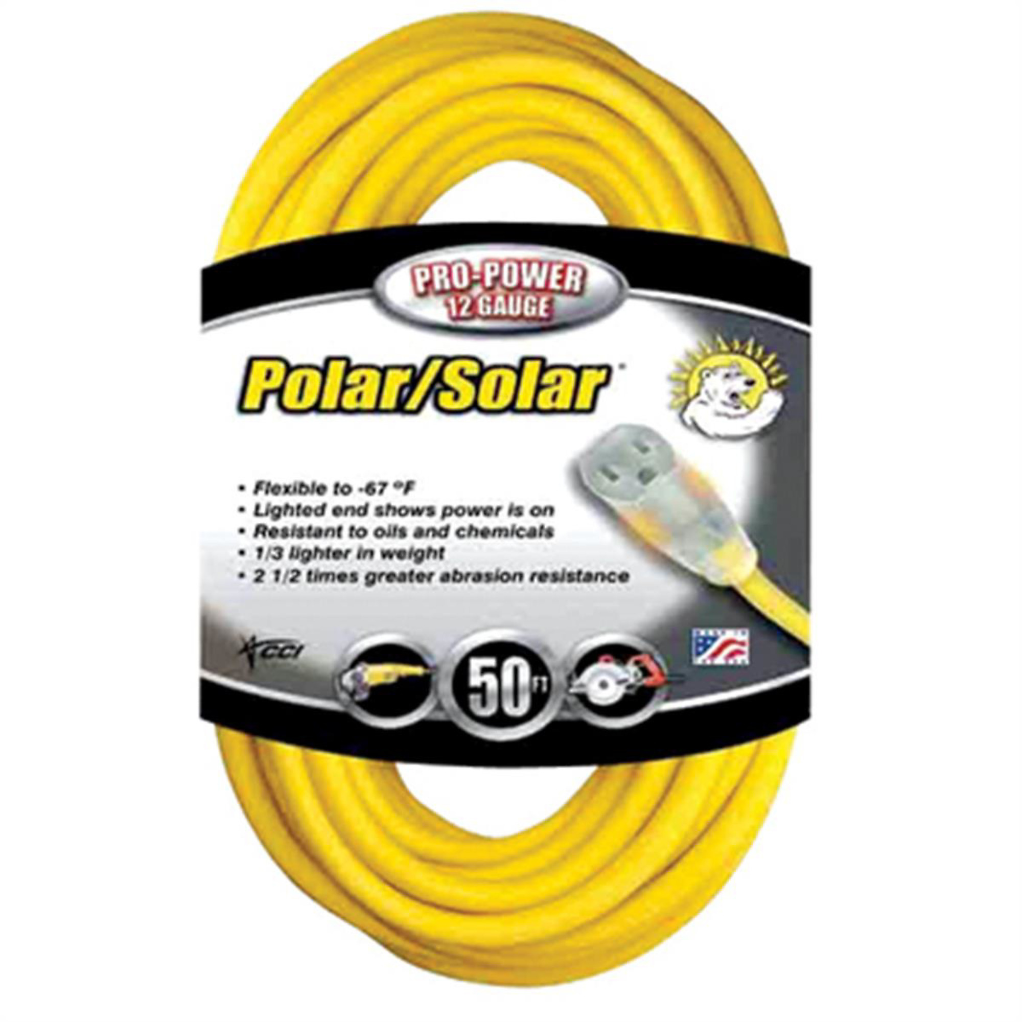 Coleman Cable Extension Cord — 50ft., Yellow, Model# ECI1688-0002
